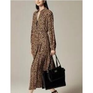 J. Crew Drapey Pleated Shirtdress in Leopard Print Sz 2 NWT#